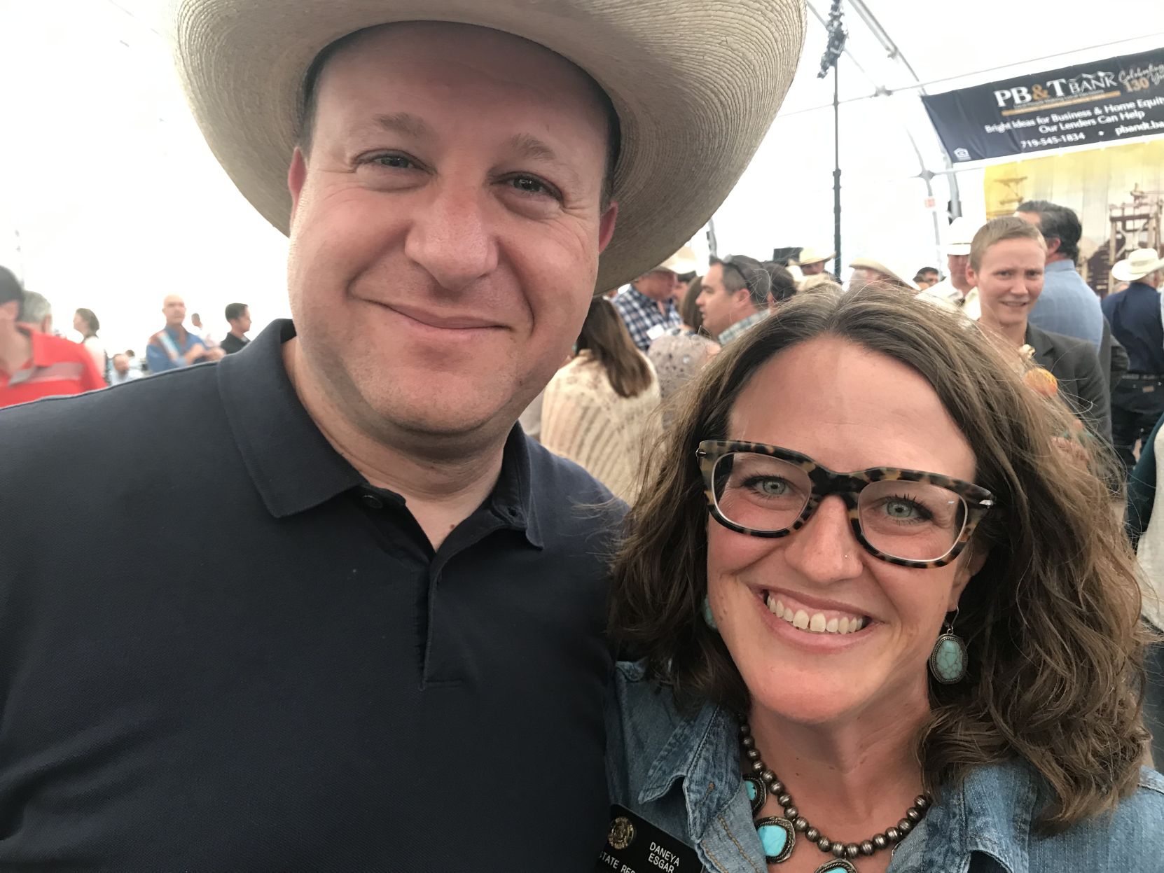 Gov. Jared Polis and Rep. Daneya Esgar, D-Pueblo